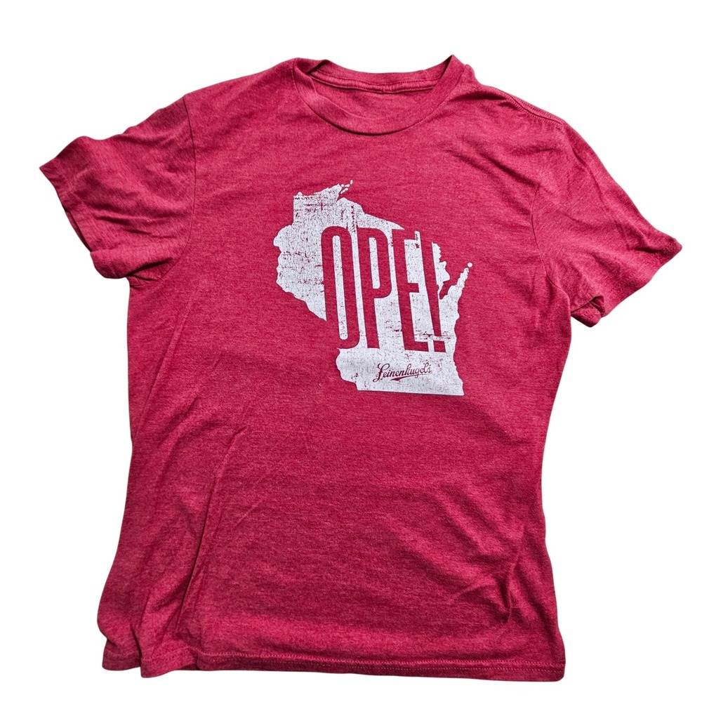 Leinenkugels T-Shirt M Red Wisconsin Ope Graphic Tee Short Sleeve